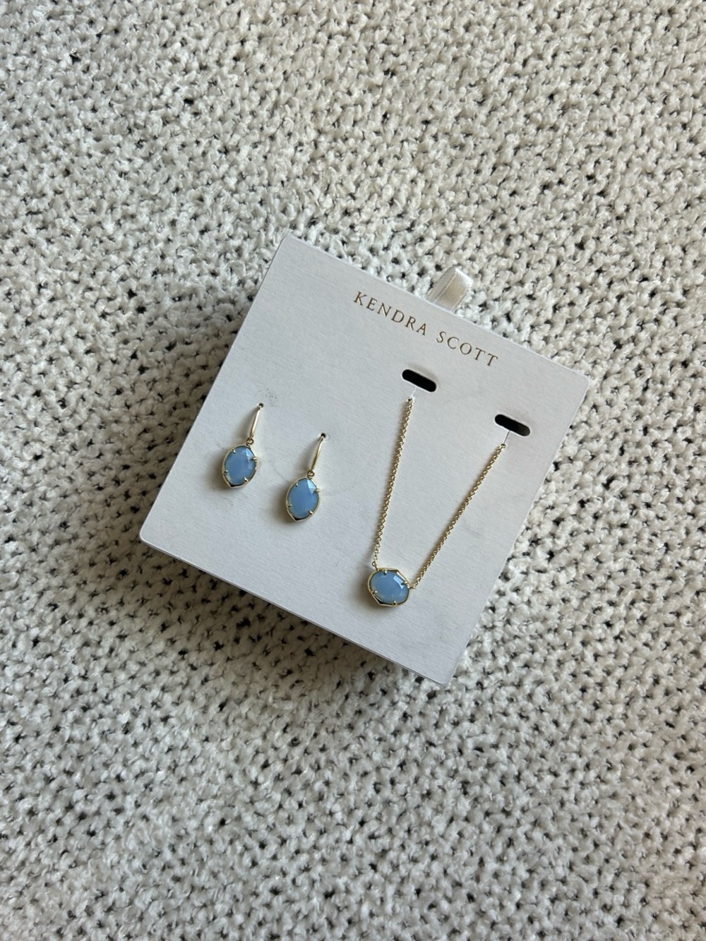 Kendra Scott Gold & Blue Opal Necklace and Earring Set